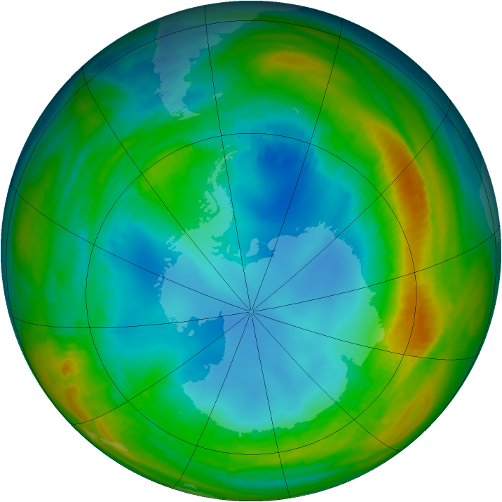 Antarctic ozone map for 27 July 1986